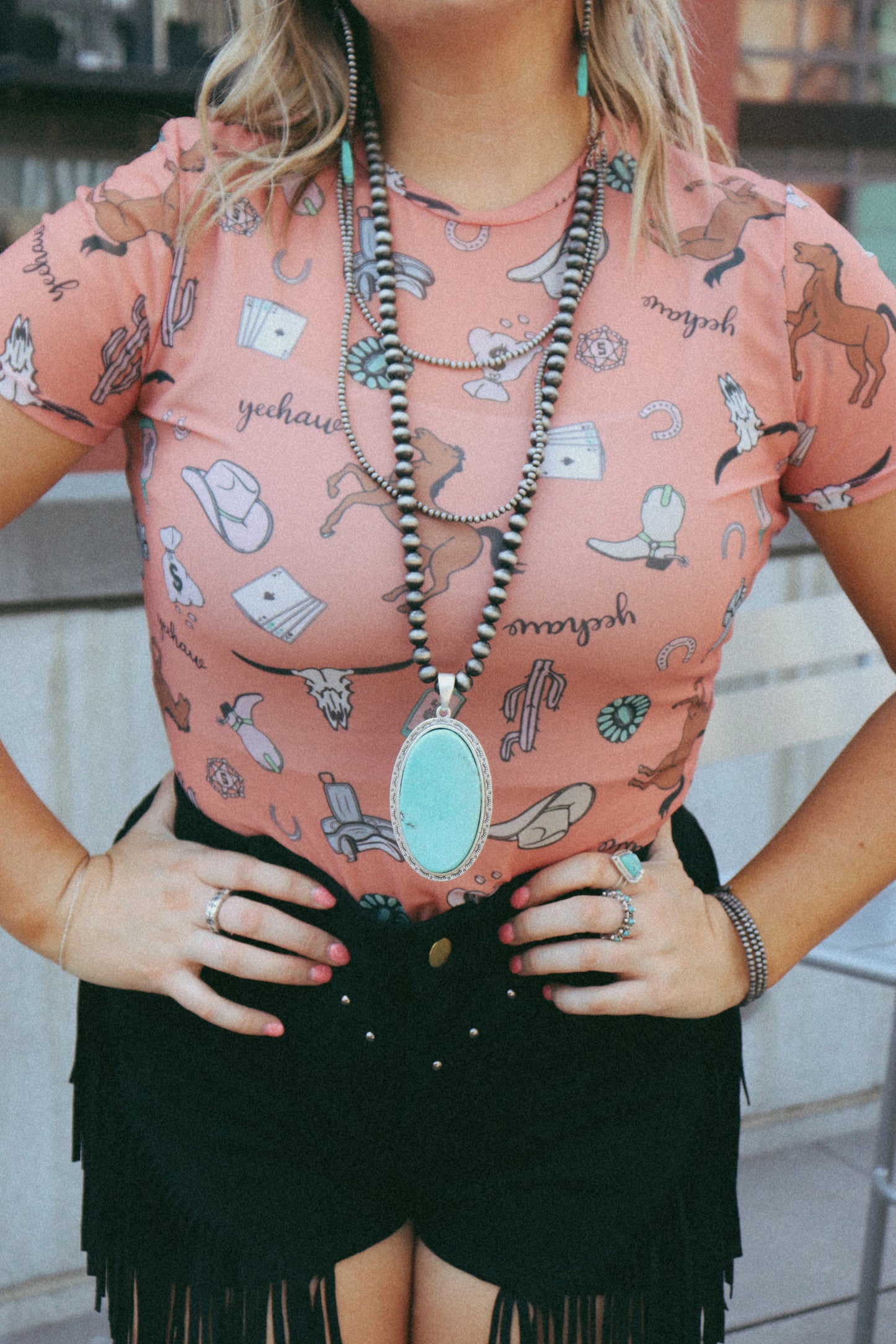 Pink Hats Mesh Top