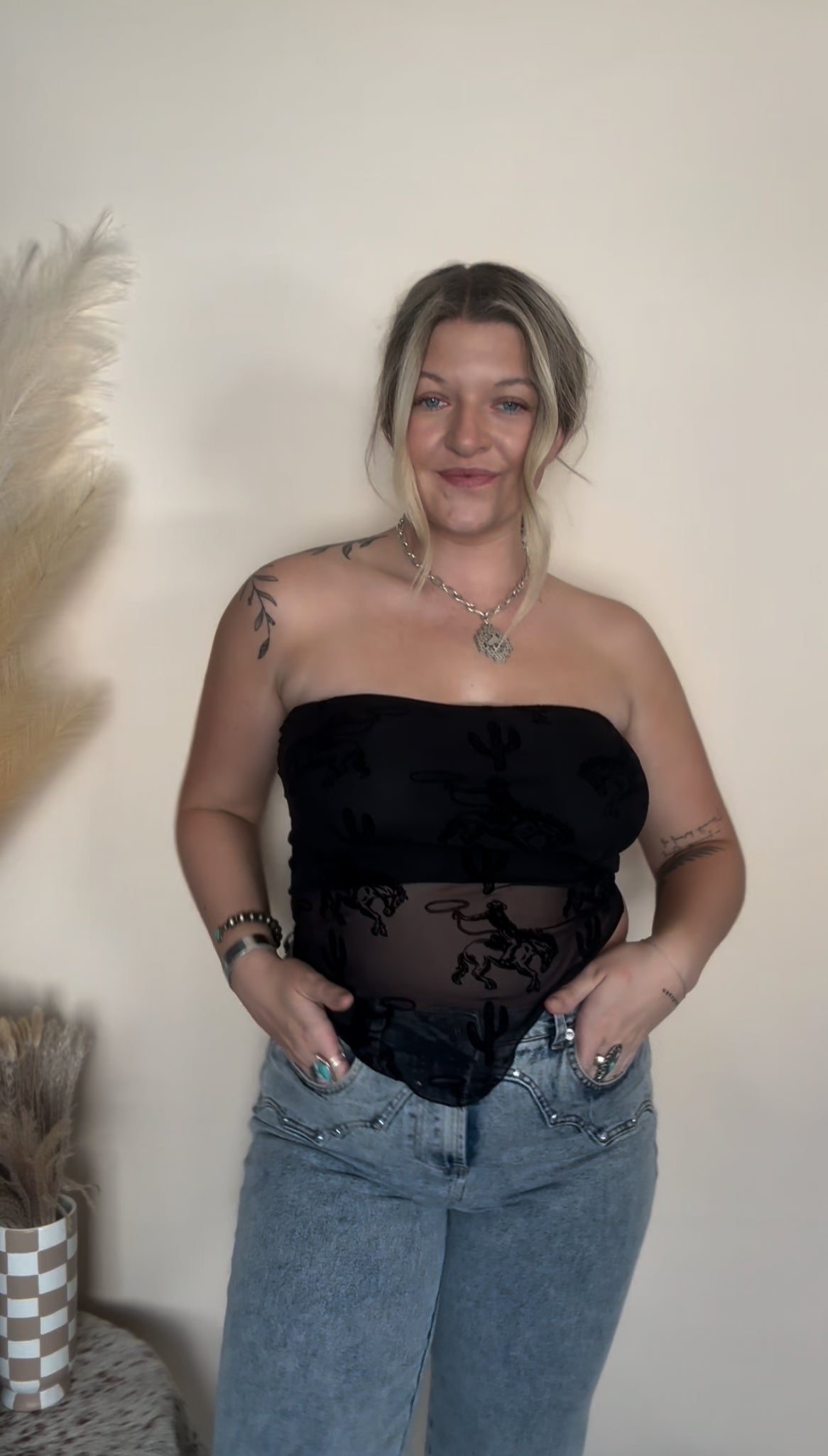 Rodeo Strapless Mesh Top