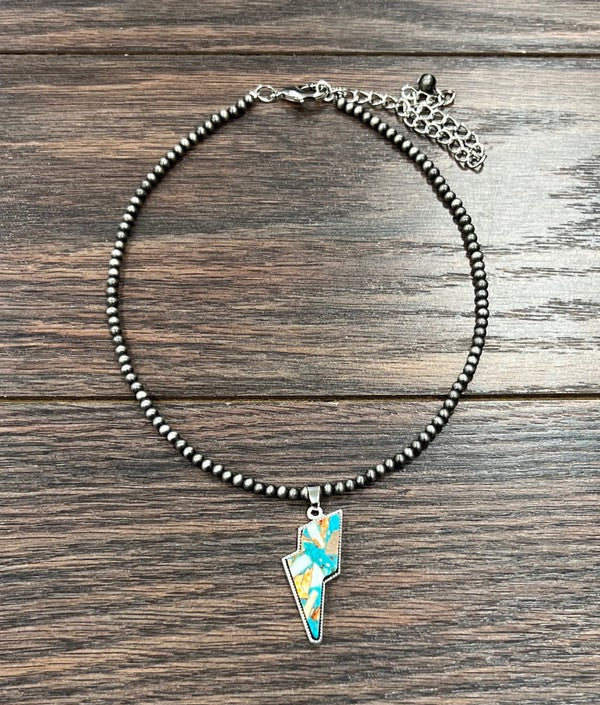 Gemstone Turquoise Bolt Necklace